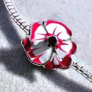 Pink Flower Bead Charm fits Pandora Bracelet